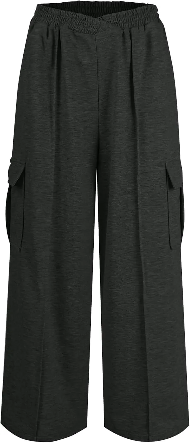 Oversized Wide Leg Sweatpants Women Crossover Low Rise Cargo Sweatpants Straight Leg Baggy Sweatpants Lounge Pants
