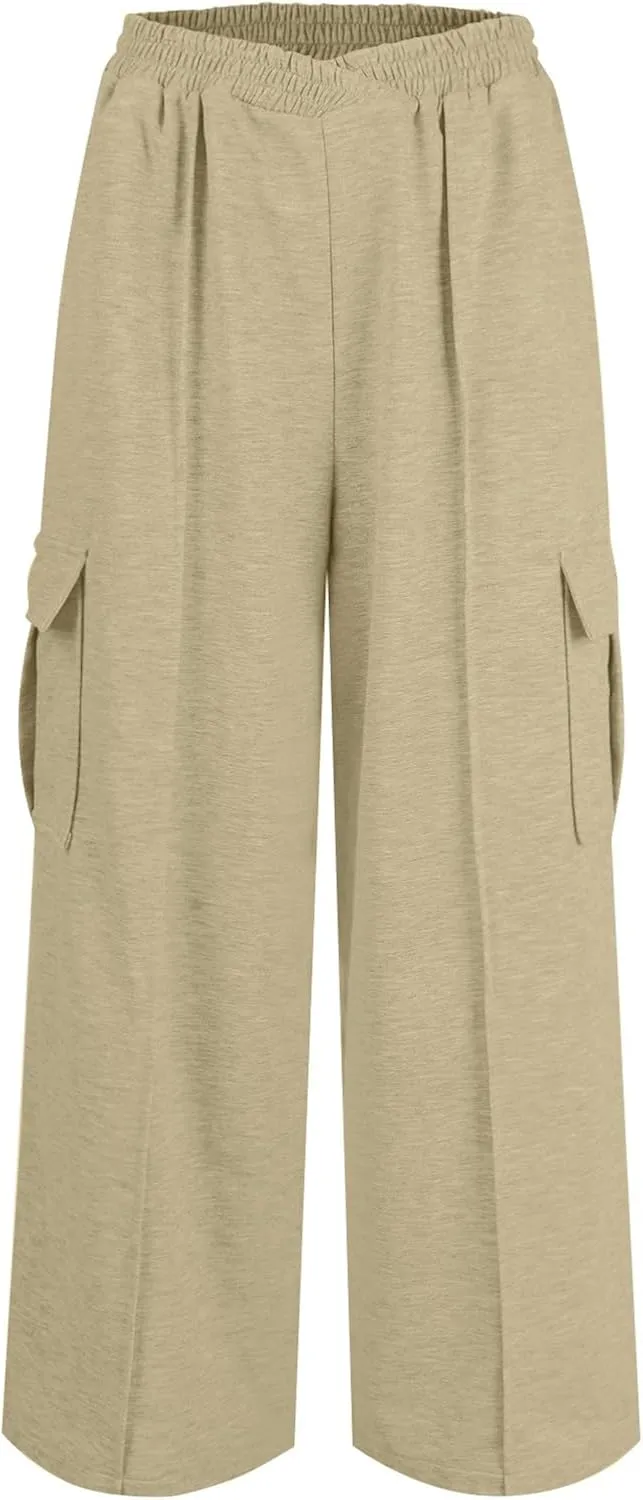 Oversized Wide Leg Sweatpants Women Crossover Low Rise Cargo Sweatpants Straight Leg Baggy Sweatpants Lounge Pants