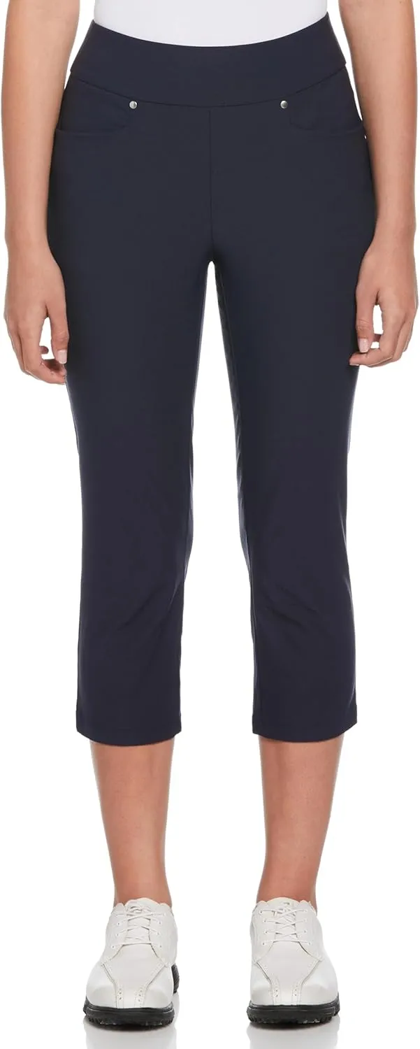 PGA TOUR Women's 22” Pull-on Golf Capri Pants with Tummy Control, Performance Stretch, Moisture-Wicking, Sun Protection