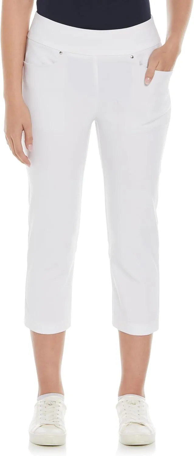 PGA TOUR Women's 22” Pull-on Golf Capri Pants with Tummy Control, Performance Stretch, Moisture-Wicking, Sun Protection