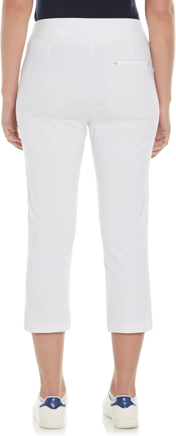 PGA TOUR Women's 22” Pull-on Golf Capri Pants with Tummy Control, Performance Stretch, Moisture-Wicking, Sun Protection