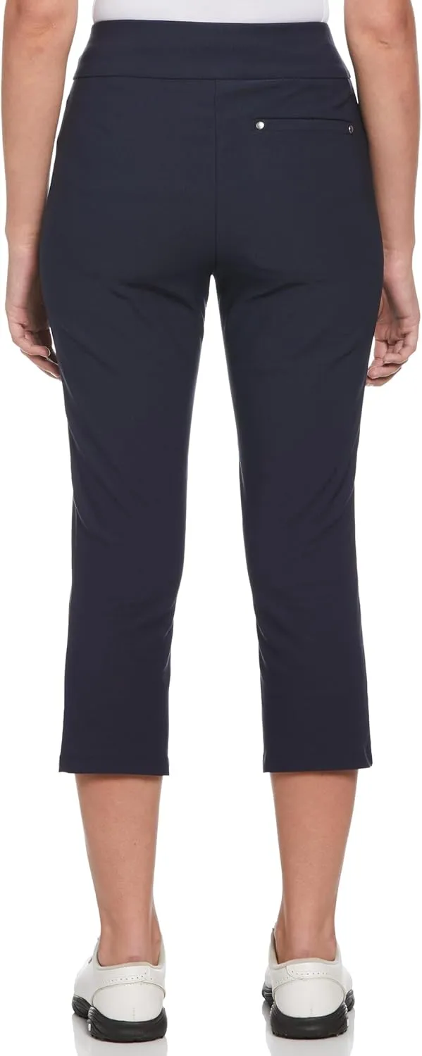 PGA TOUR Women's 22” Pull-on Golf Capri Pants with Tummy Control, Performance Stretch, Moisture-Wicking, Sun Protection
