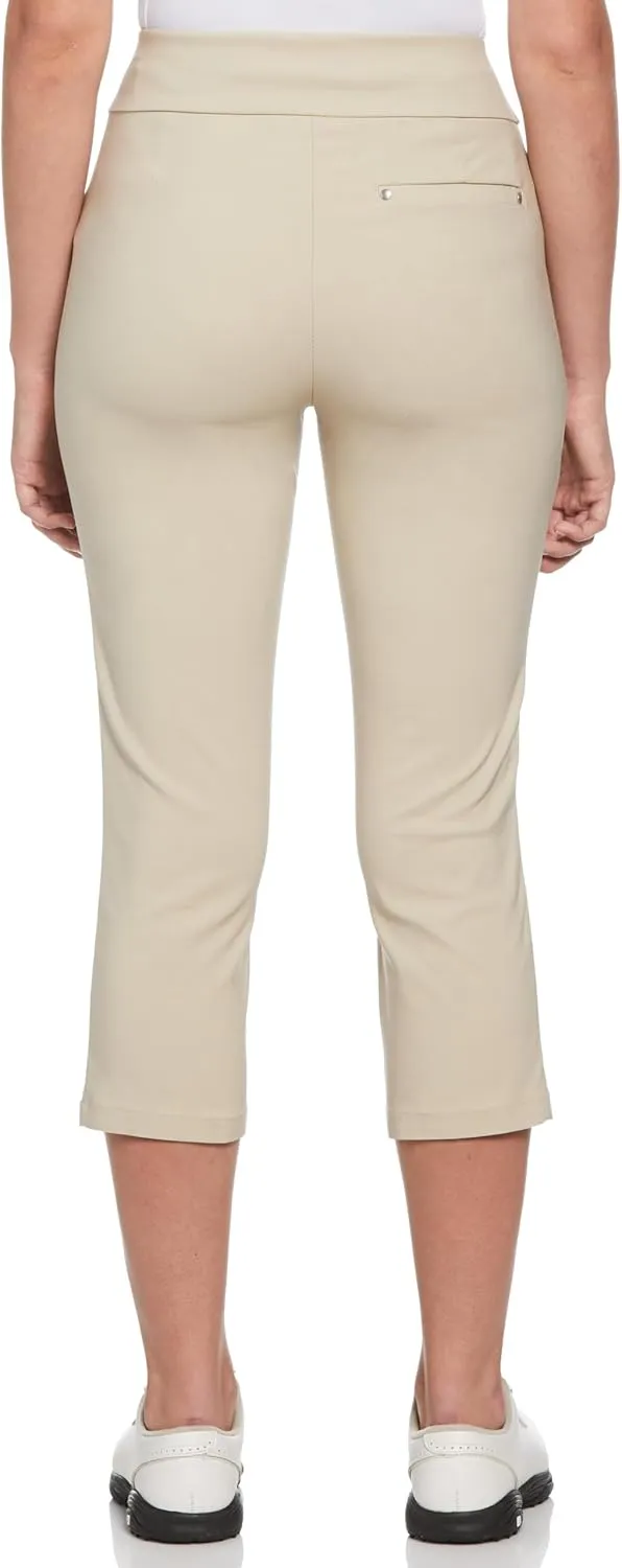 PGA TOUR Women's 22” Pull-on Golf Capri Pants with Tummy Control, Performance Stretch, Moisture-Wicking, Sun Protection