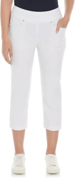 PGA TOUR Women's 22” Pull-on Golf Capri Pants with Tummy Control, Performance Stretch, Moisture-Wicking, Sun Protection