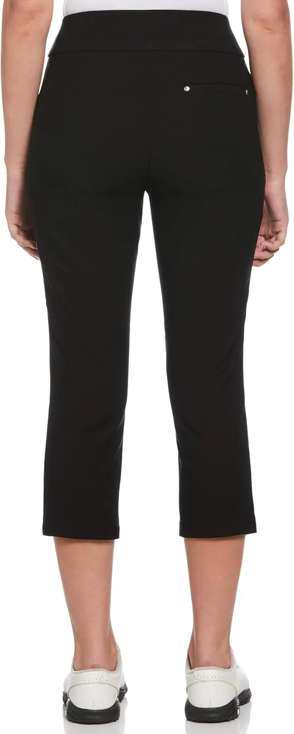 PGA TOUR Women's 22” Pull-on Golf Capri Pants with Tummy Control, Performance Stretch, Moisture-Wicking, Sun Protection