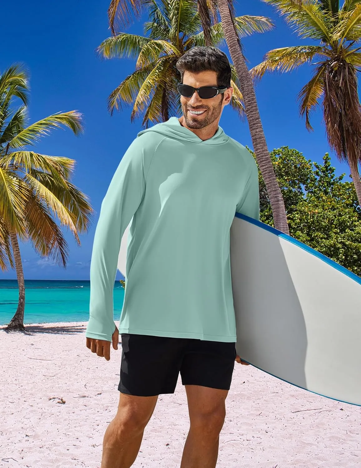 PINSPARK Men's UPF 50  Long Sleeve Rash Guard - Sun Protection Hoodie UV SPF Fishing Shirt for Athletic Running Swim Hiking
