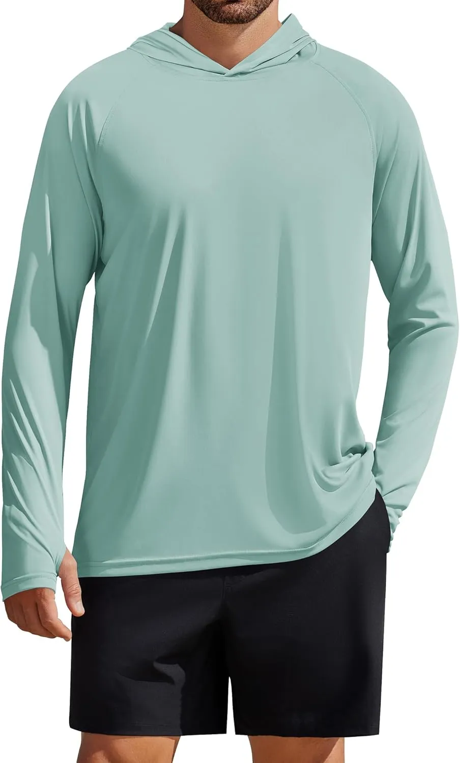 PINSPARK Men's UPF 50  Long Sleeve Rash Guard - Sun Protection Hoodie UV SPF Fishing Shirt for Athletic Running Swim Hiking