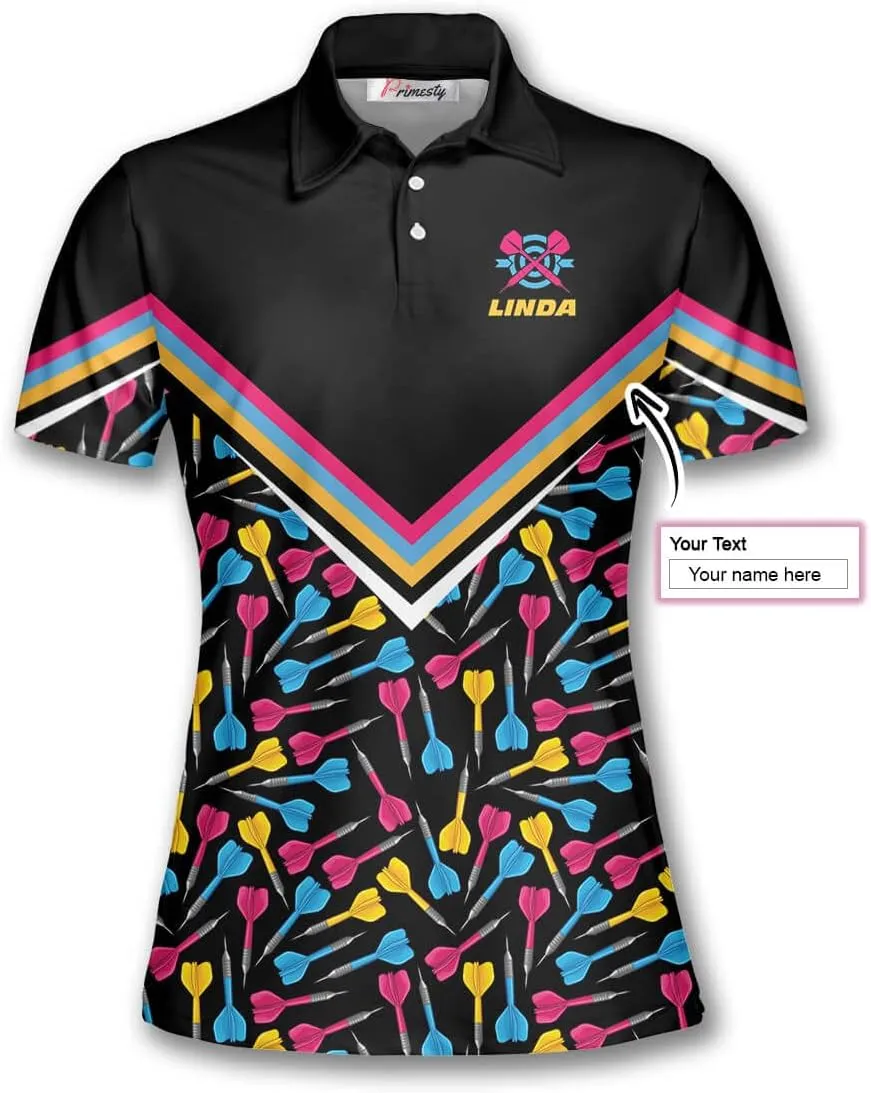 PRIMESTY Custom Darts Shirts for Women- Short-Sleeve Darts Shirts for Girls- Personalized Darts Jerseys