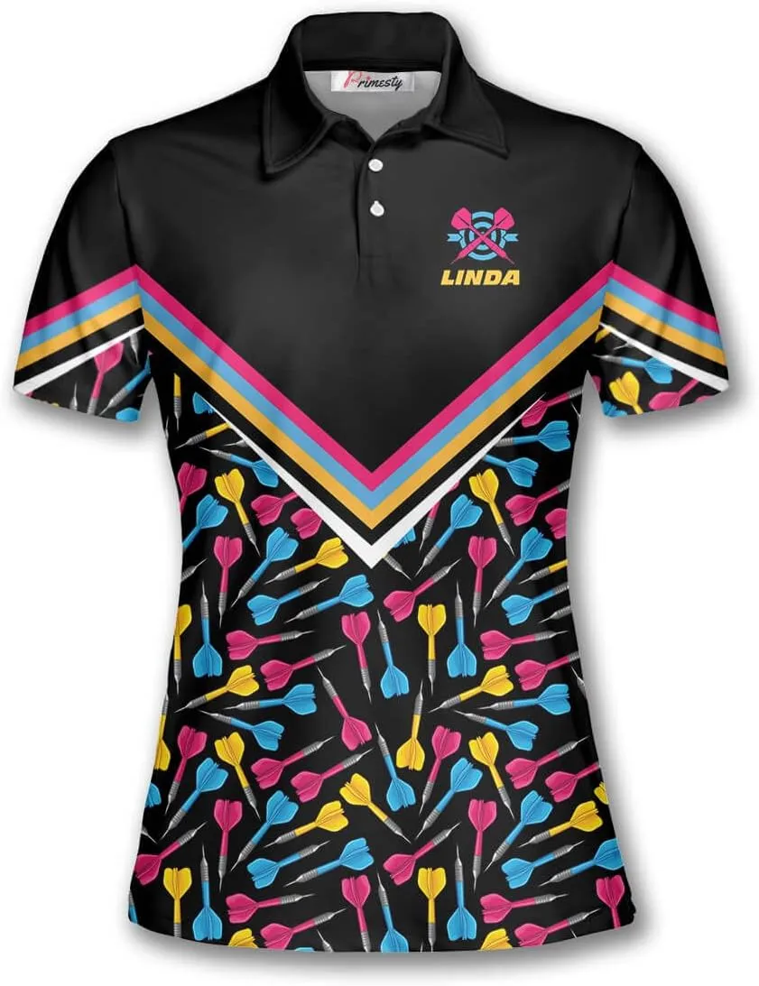 PRIMESTY Custom Darts Shirts for Women- Short-Sleeve Darts Shirts for Girls- Personalized Darts Jerseys