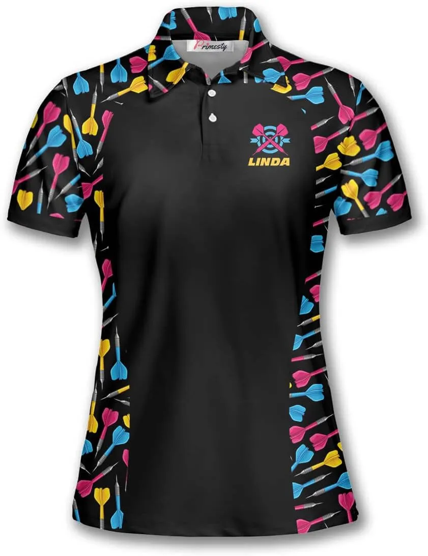 PRIMESTY Custom Darts Shirts for Women- Short-Sleeve Darts Shirts for Girls- Personalized Darts Jerseys