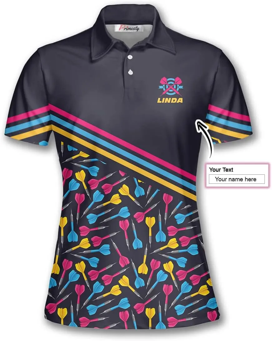 PRIMESTY Custom Darts Shirts for Women- Short-Sleeve Darts Shirts for Girls- Personalized Darts Jerseys