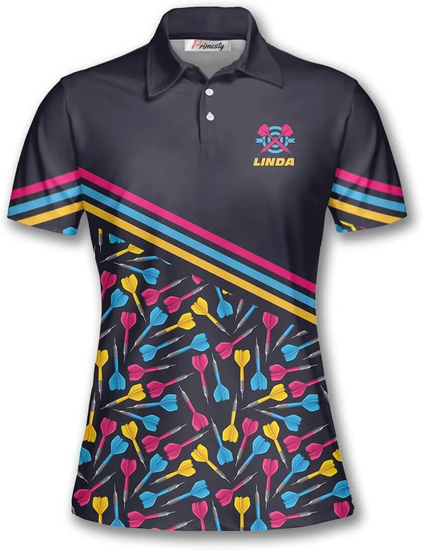 PRIMESTY Custom Darts Shirts for Women- Short-Sleeve Darts Shirts for Girls- Personalized Darts Jerseys