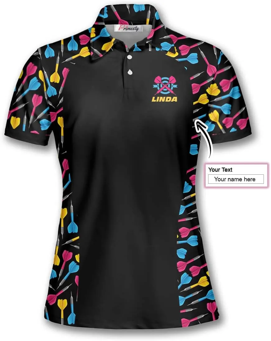 PRIMESTY Custom Darts Shirts for Women- Short-Sleeve Darts Shirts for Girls- Personalized Darts Jerseys