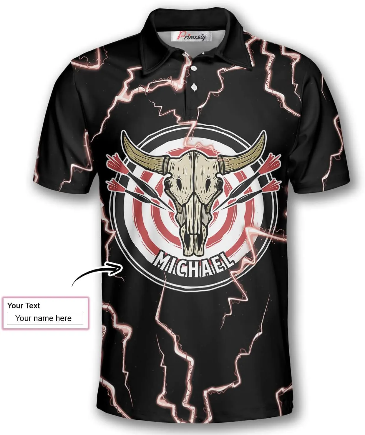 PRIMESTY Personalized Darts Shirts for Men, Custom Dart Jerseys for Teams, Darts Polo Shirts, Size S-5XL