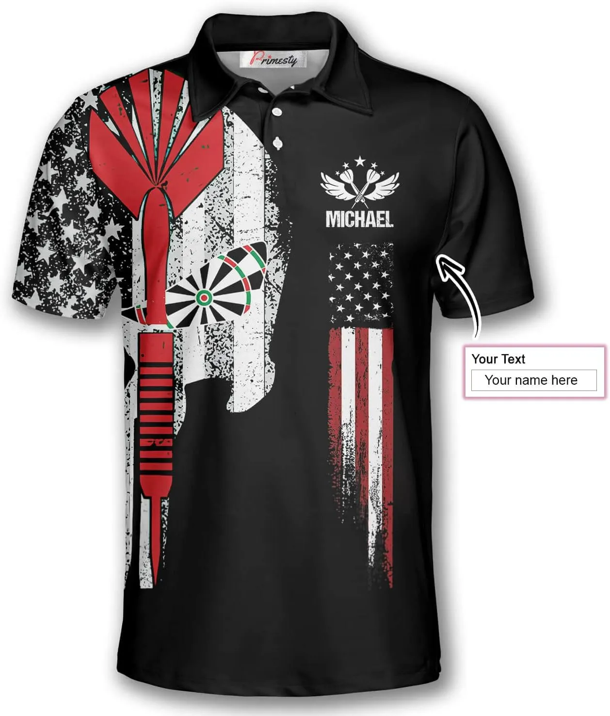 PRIMESTY Personalized Darts Shirts for Men, Custom Dart Jerseys for Teams, Darts Polo Shirts, Size S-5XL