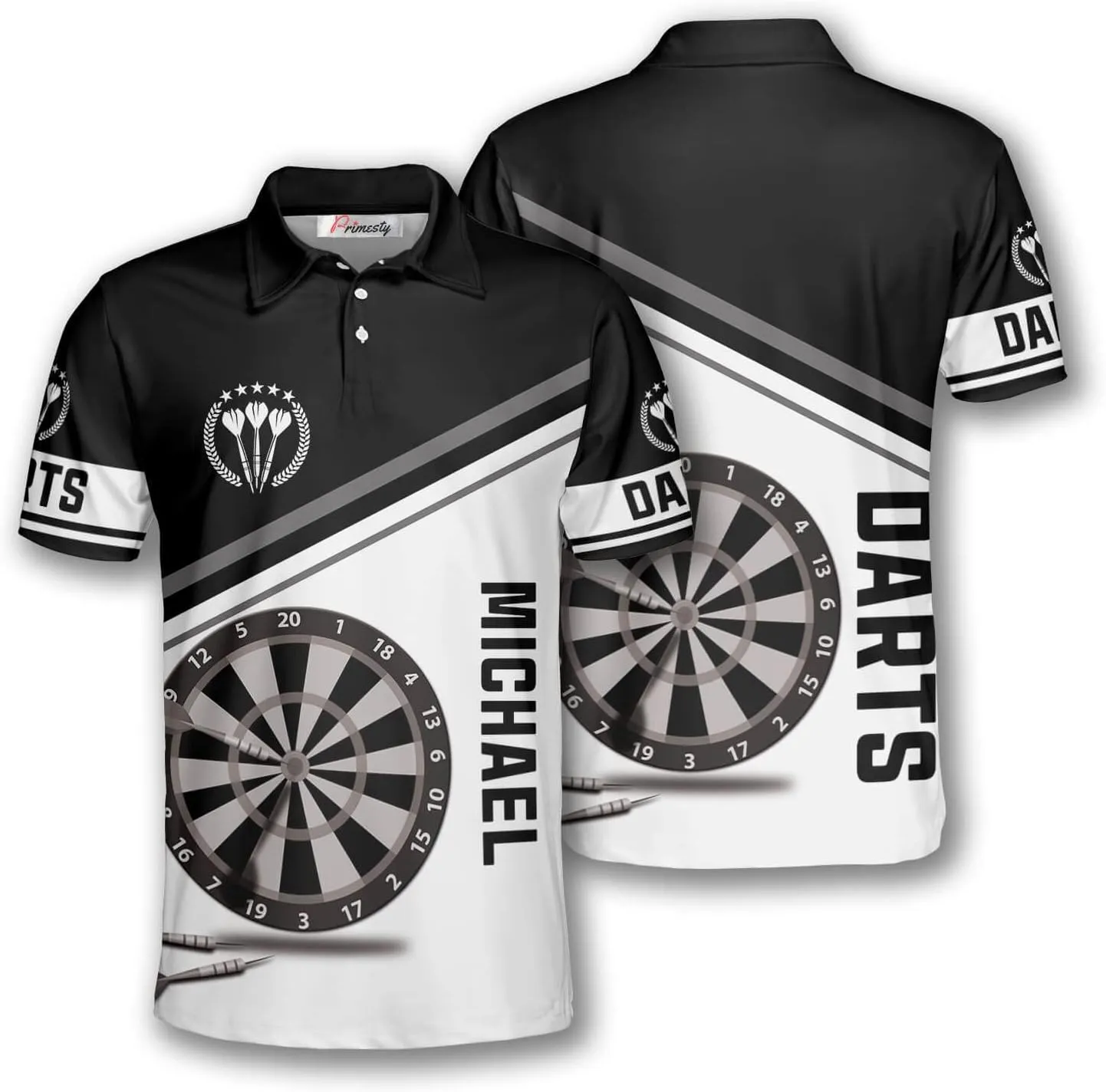 PRIMESTY Personalized Darts Shirts for Men, Custom Dart Jerseys for Teams, Darts Polo Shirts, Size S-5XL