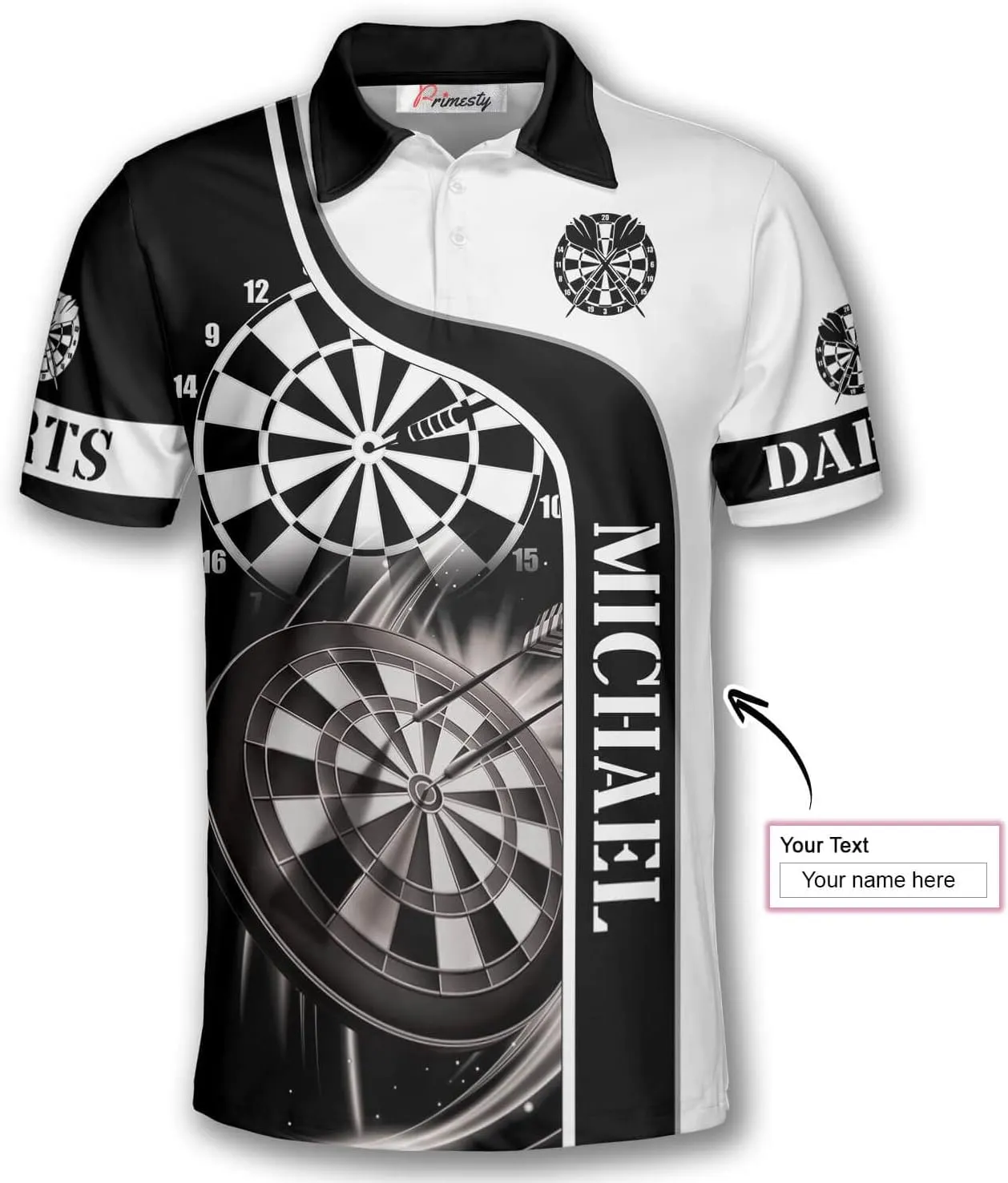 PRIMESTY Personalized Darts Shirts for Men, Custom Dart Jerseys for Teams, Darts Polo Shirts, Size S-5XL
