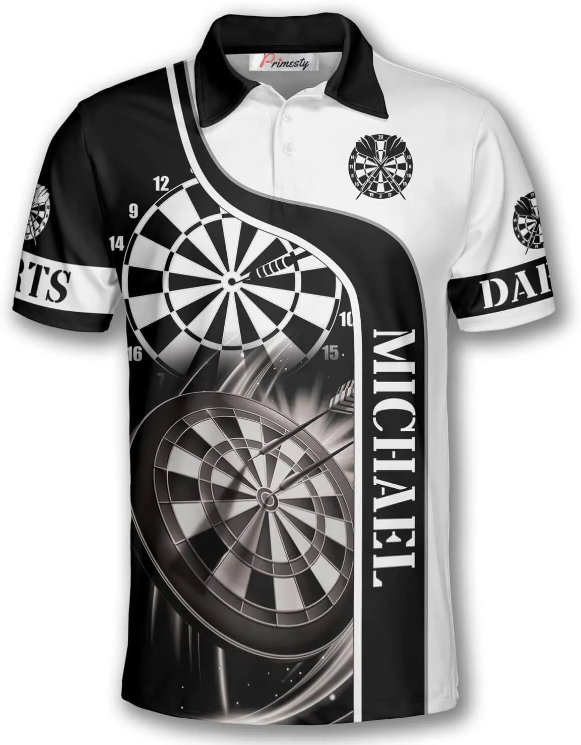 PRIMESTY Personalized Darts Shirts for Men, Custom Dart Jerseys for Teams, Darts Polo Shirts, Size S-5XL