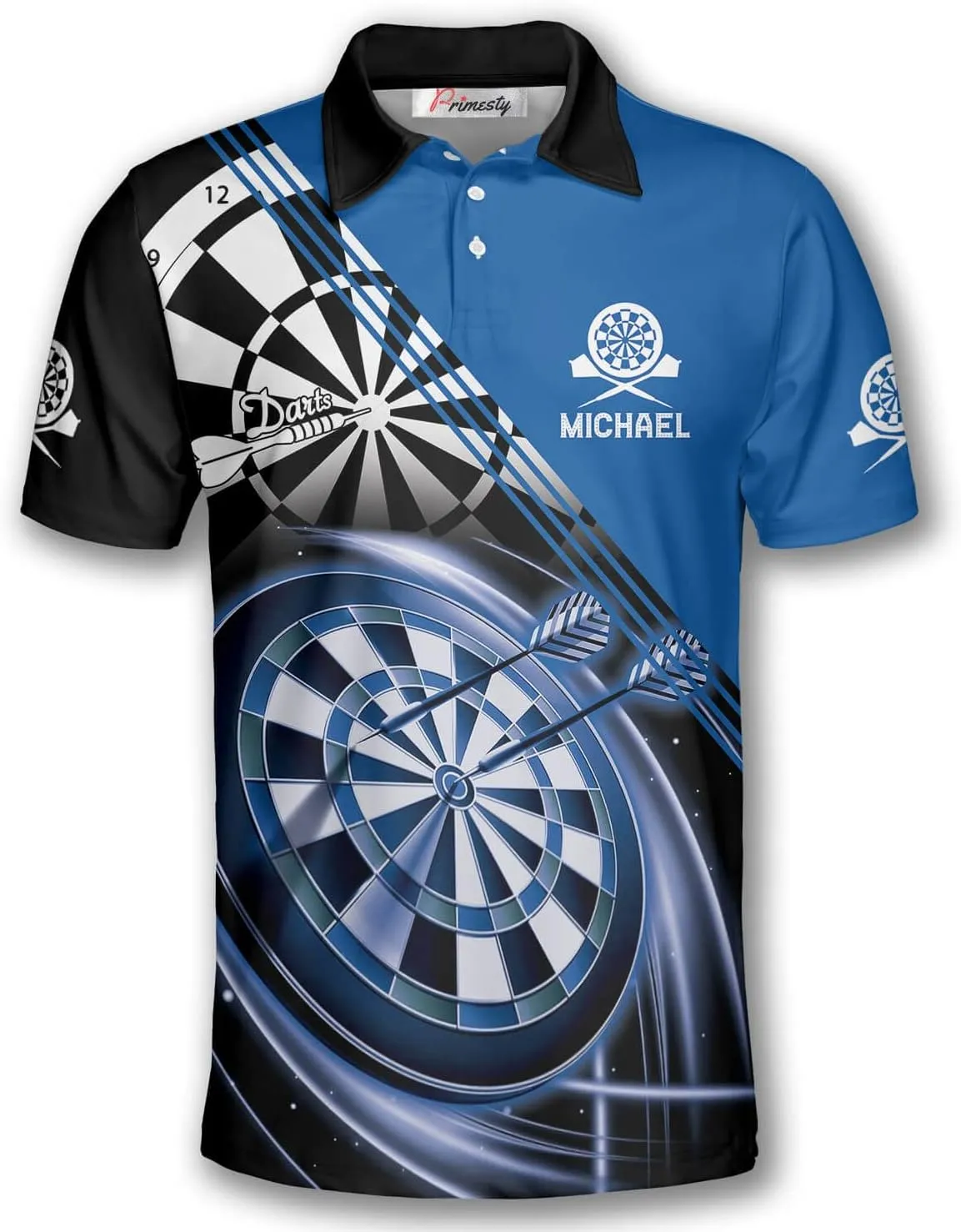 PRIMESTY Personalized Darts Shirts for Men, Custom Dart Jerseys for Teams, Darts Polo Shirts, Size S-5XL