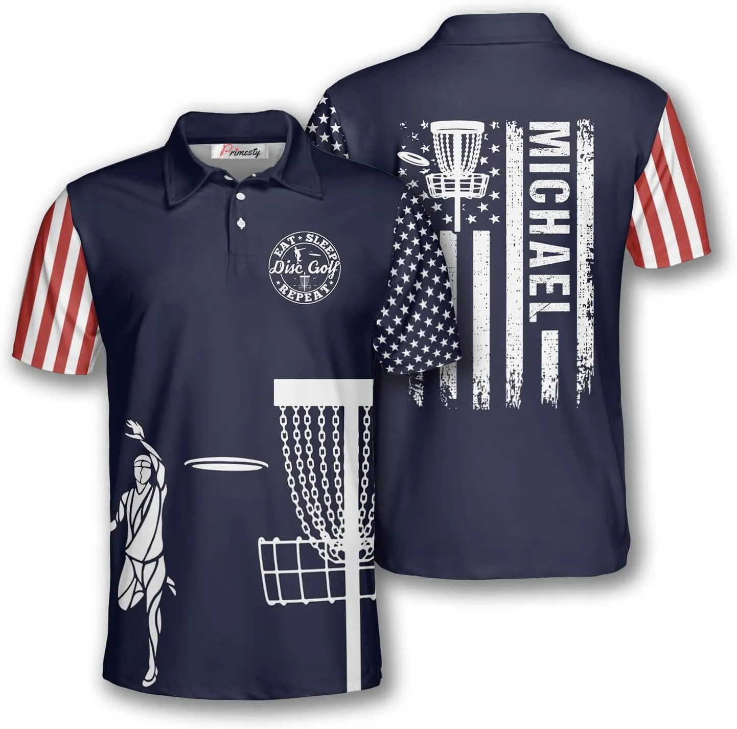 PRIMESTY Personalized Disc Golf Shirts for Men- Custom Disc Golf Jerseys for Teams- Disc Golf Shirts Men's Polo