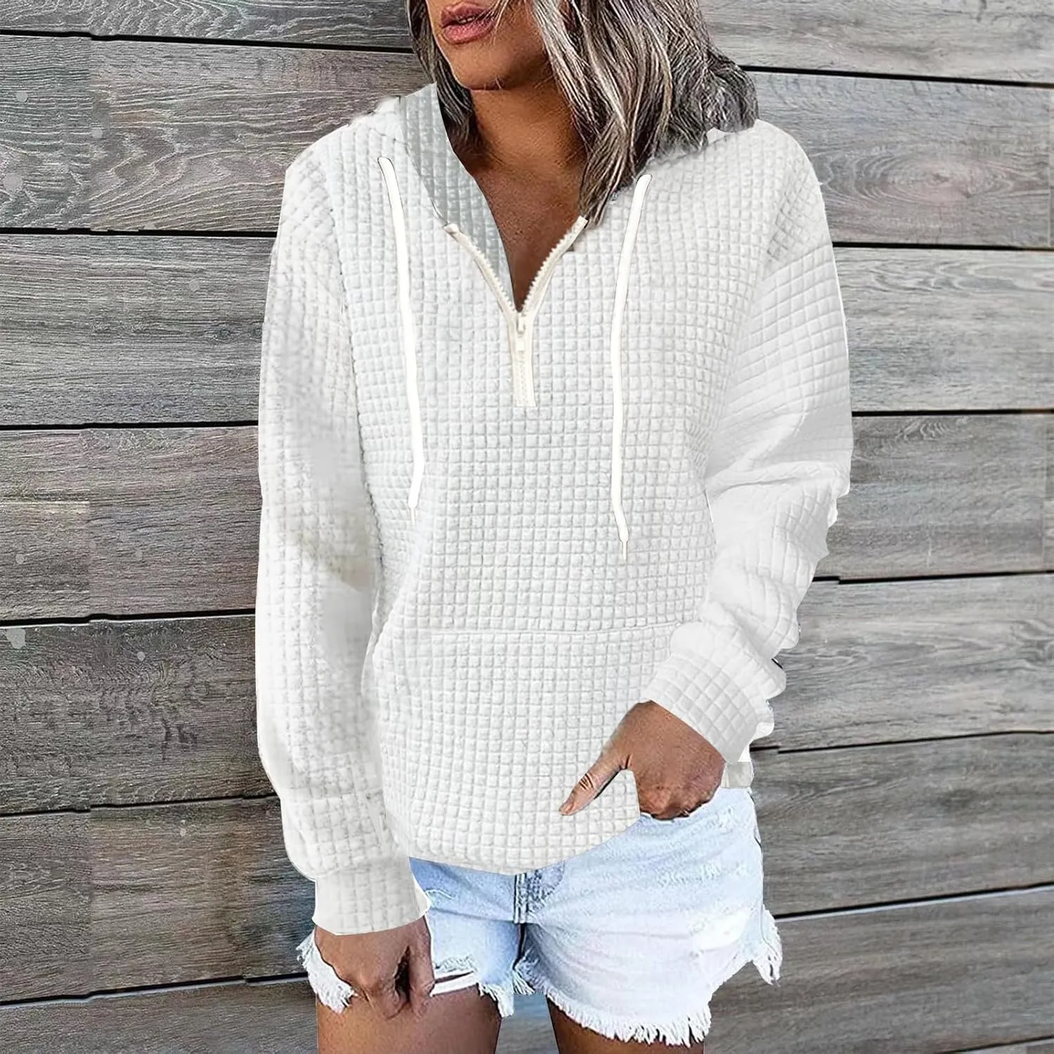 Pullover Sweaters for Women,Half Zip Sweatshirts Cropped Hoodies Fleece Womens Quarter Zip up Pullover Sweaters