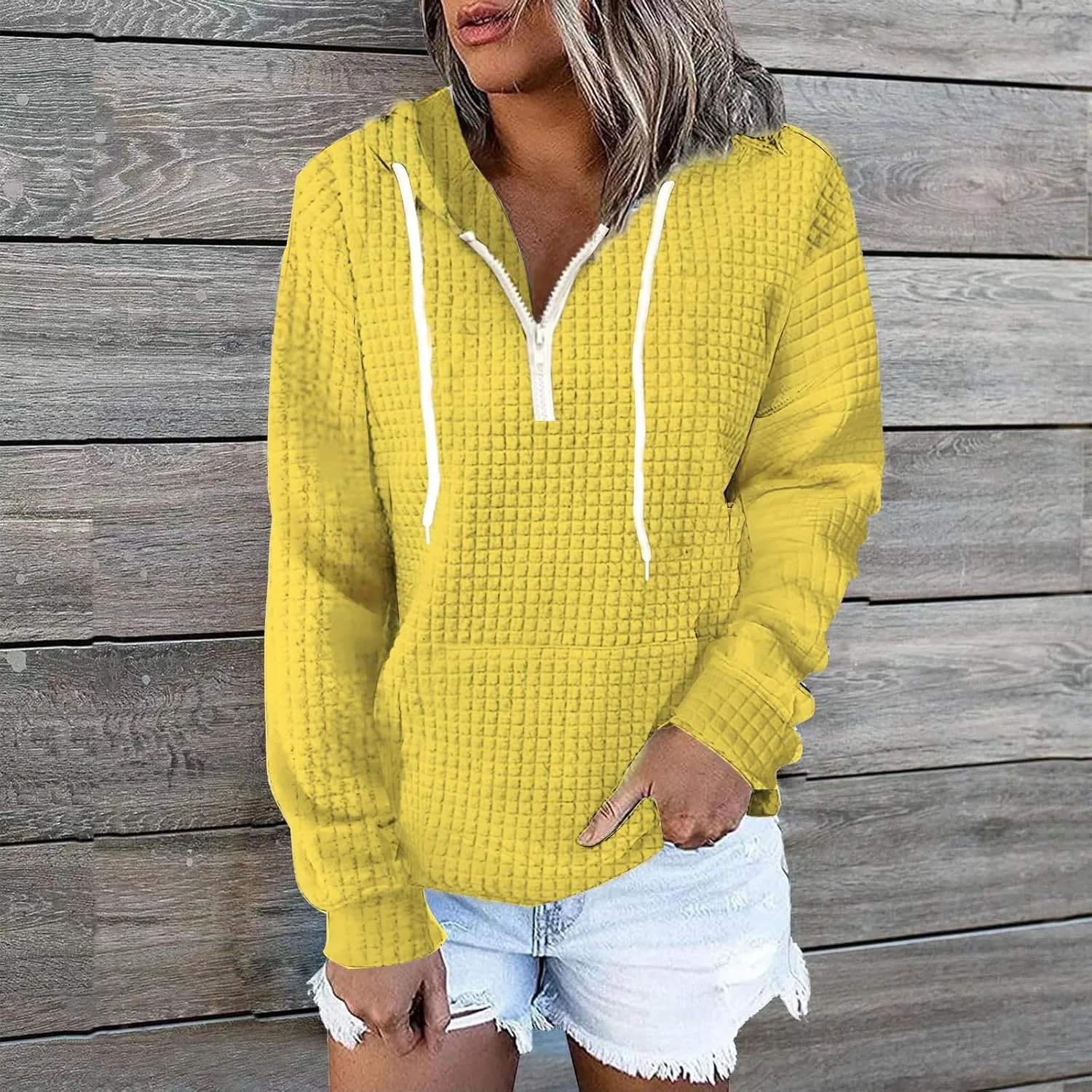 Pullover Sweaters for Women,Half Zip Sweatshirts Cropped Hoodies Fleece Womens Quarter Zip up Pullover Sweaters