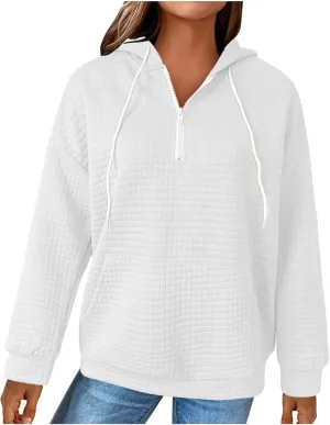 Pullover Sweaters for Women,Half Zip Sweatshirts Cropped Hoodies Fleece Womens Quarter Zip up Pullover Sweaters