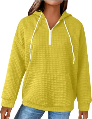 Pullover Sweaters for Women,Half Zip Sweatshirts Cropped Hoodies Fleece Womens Quarter Zip up Pullover Sweaters