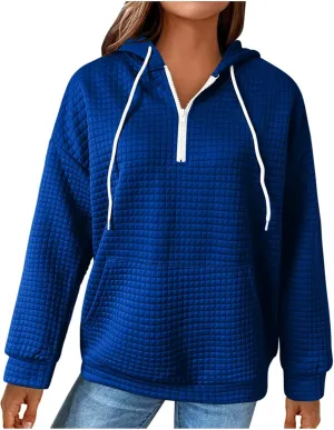 Pullover Sweaters for Women,Half Zip Sweatshirts Cropped Hoodies Fleece Womens Quarter Zip up Pullover Sweaters