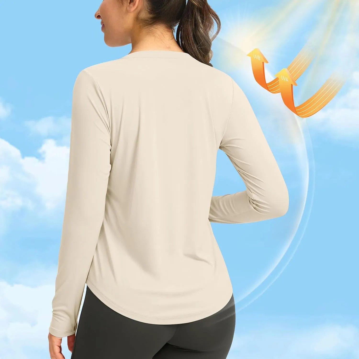 Rash Guard for Women UPF 50  SPF UV Protection Workout Tops with Thumb Hole Long Sleeve Lightweight Hiking Swim Shirts