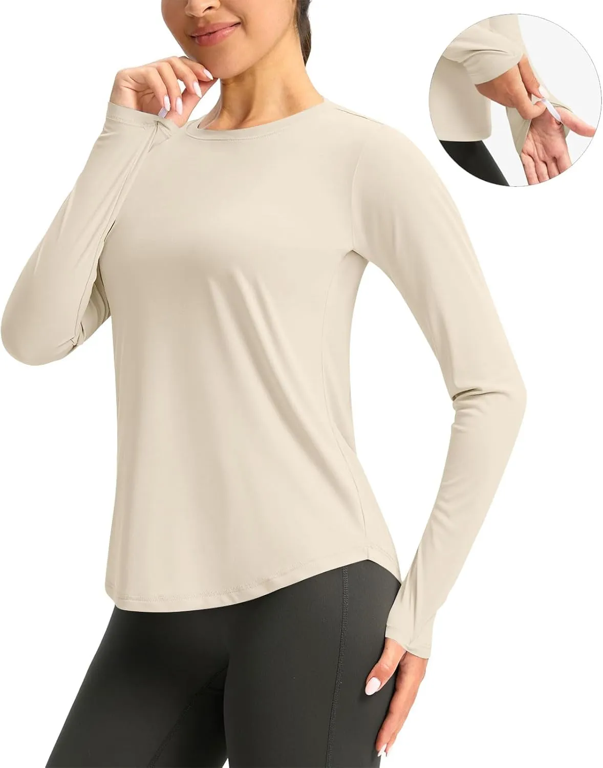Rash Guard for Women UPF 50  SPF UV Protection Workout Tops with Thumb Hole Long Sleeve Lightweight Hiking Swim Shirts