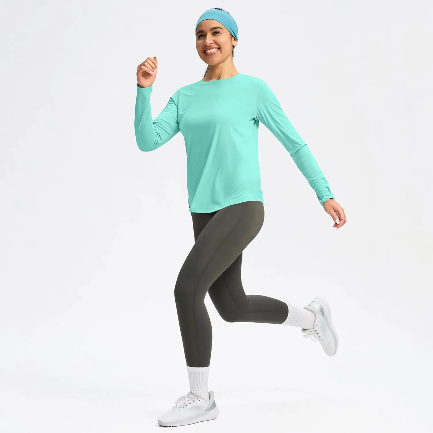 Rash Guard for Women UPF 50  SPF UV Protection Workout Tops with Thumb Hole Long Sleeve Lightweight Hiking Swim Shirts