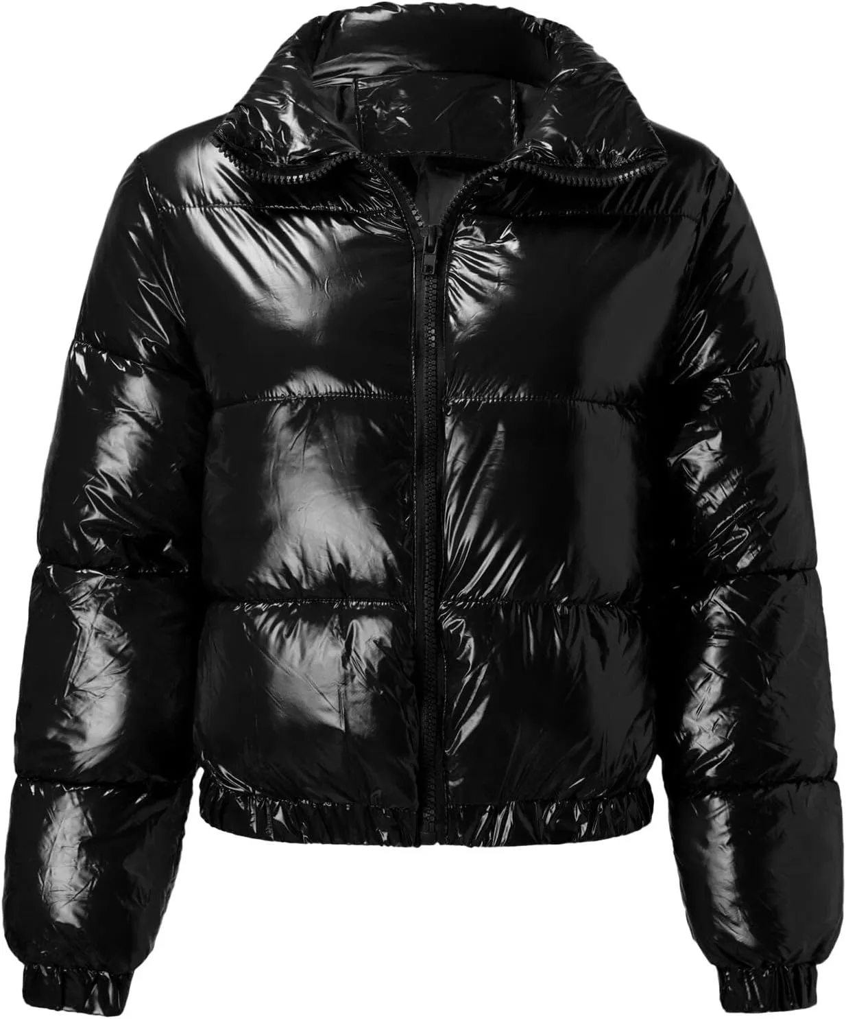 SHAOBGE Jacket for Women Plus Size Women Autumn and Winter Cotton Coat Shiny Metal Short Cotton Coat Anorak Lined Jacket