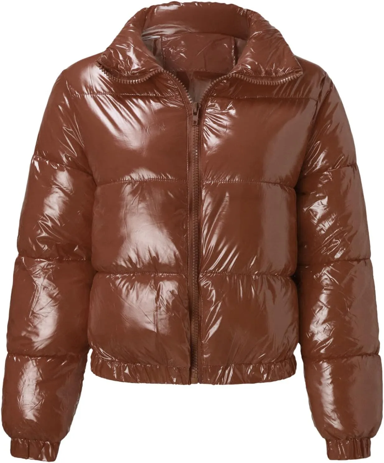 SHAOBGE Jacket for Women Plus Size Women Autumn and Winter Cotton Coat Shiny Metal Short Cotton Coat Anorak Lined Jacket