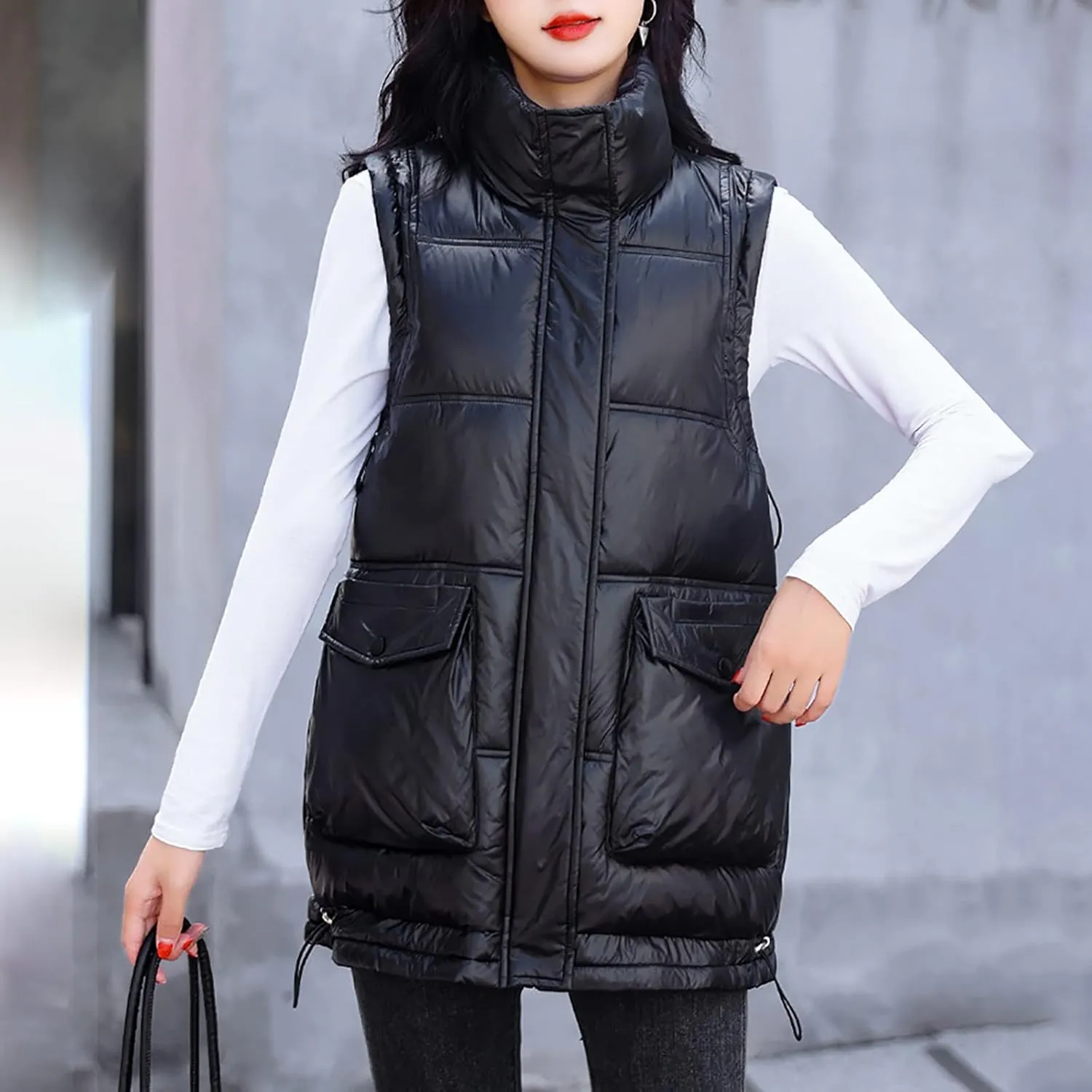 SHAOBGE Long Winter Coat Down Women Leisure Cotton Padded Jacket Tank Top Take Cotton Vest Coat of Bread Thin Down