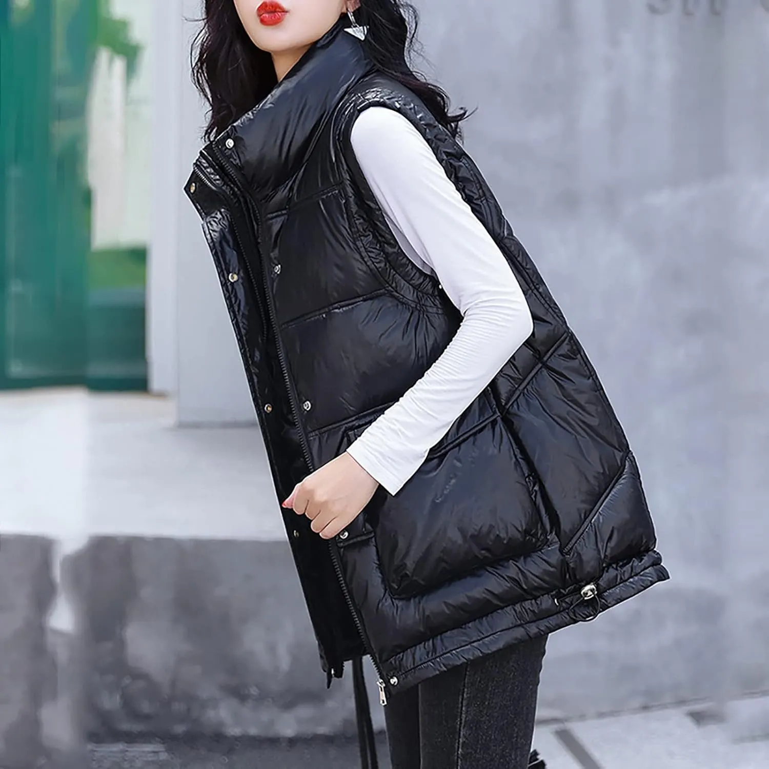 SHAOBGE Long Winter Coat Down Women Leisure Cotton Padded Jacket Tank Top Take Cotton Vest Coat of Bread Thin Down