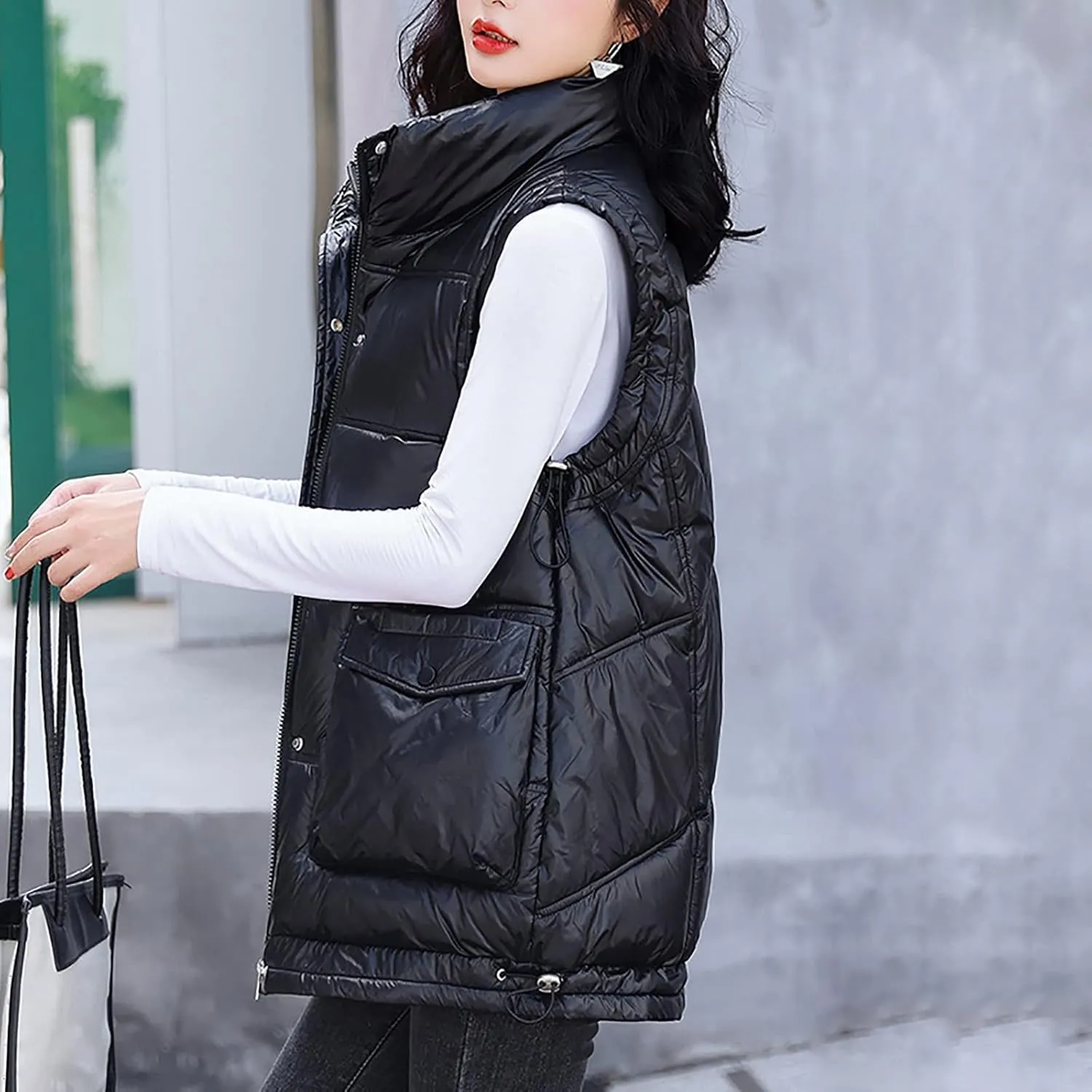 SHAOBGE Long Winter Coat Down Women Leisure Cotton Padded Jacket Tank Top Take Cotton Vest Coat of Bread Thin Down