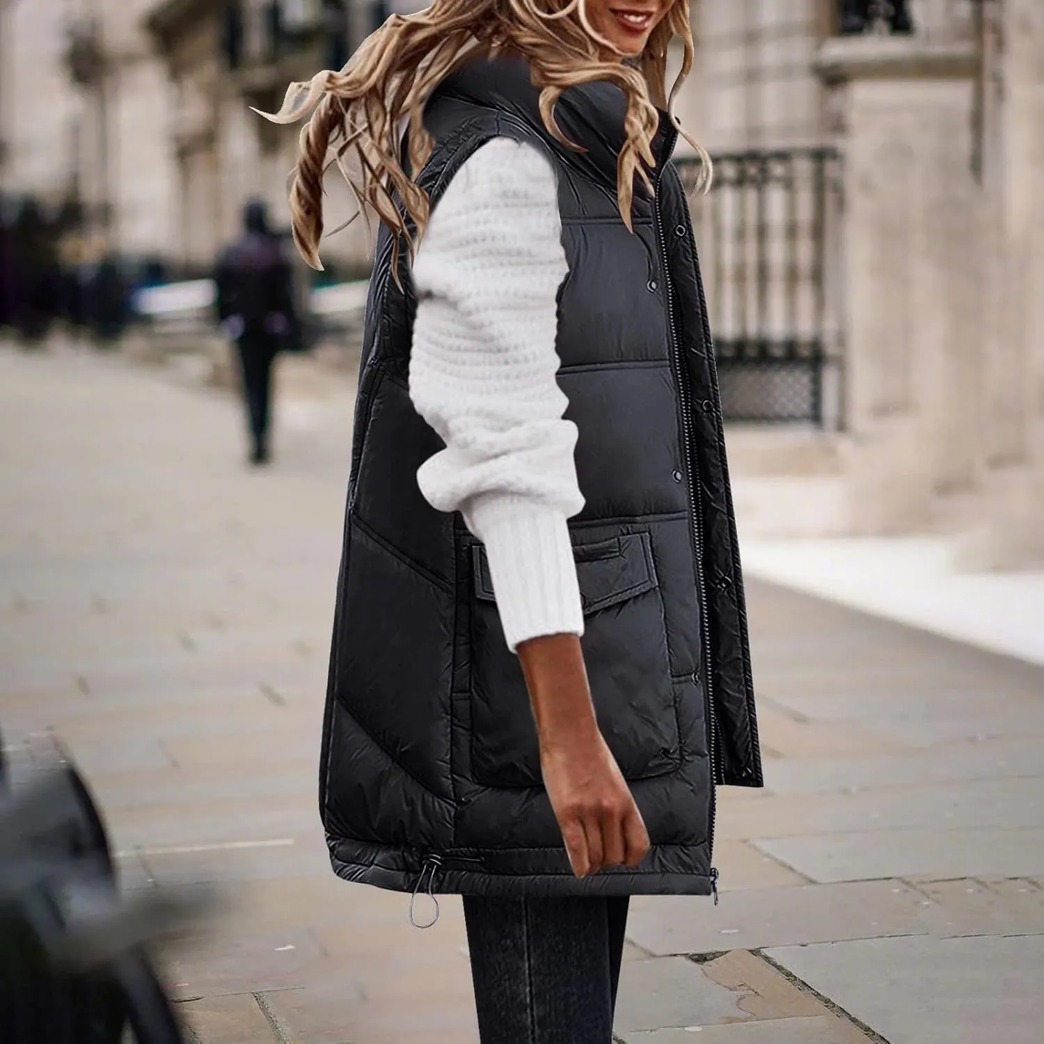 SHAOBGE Long Winter Coat Down Women Leisure Cotton Padded Jacket Tank Top Take Cotton Vest Coat of Bread Thin Down