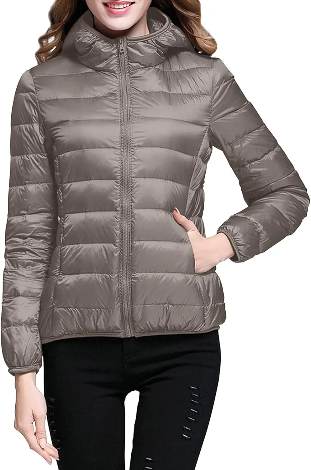 SHAOBGE Packable Puffer Jacket Women Women Warm Lightweight Jacket Hooded Windproof Winter Coat With Winter
