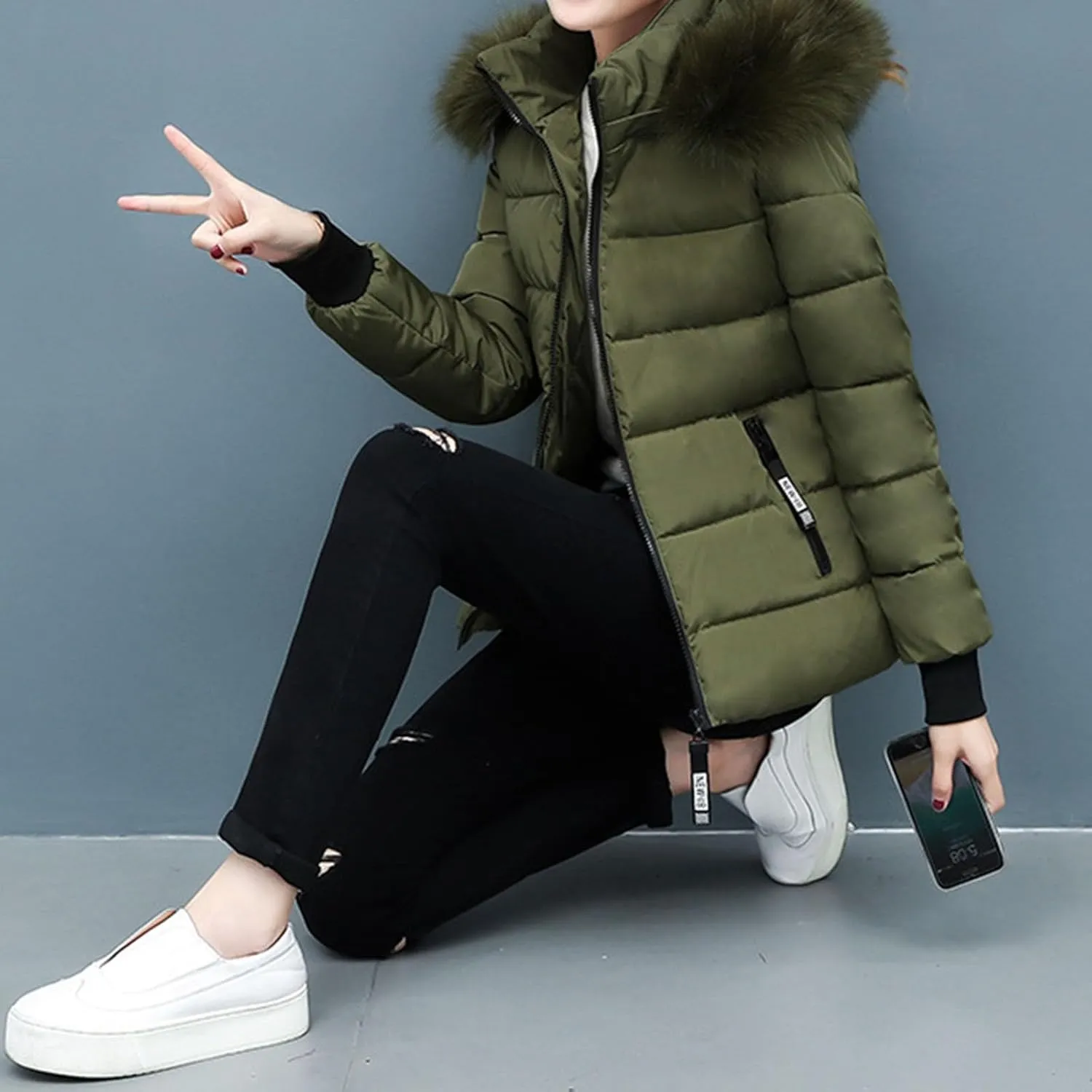 SHAOBGE Packable Puffer Jacket Women Women's Hooded Warm Winter Coat Quilted Thicken Puffer Jacket Winter