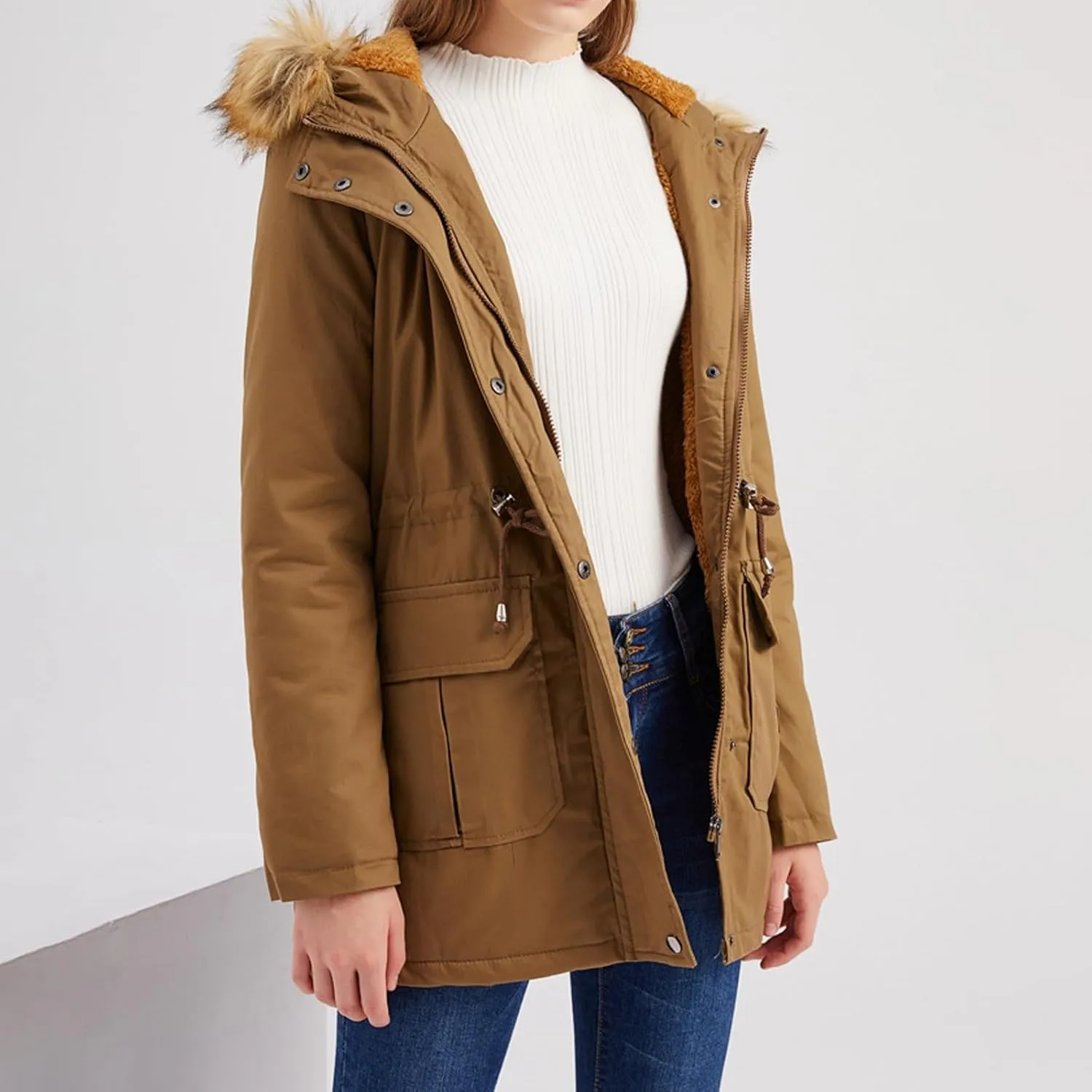 SHAOBGE Puffer Jacket Womens Xnova Womens Winter Parka Jackets Fleece Lined Coats Ladies Padded Thermal Winter