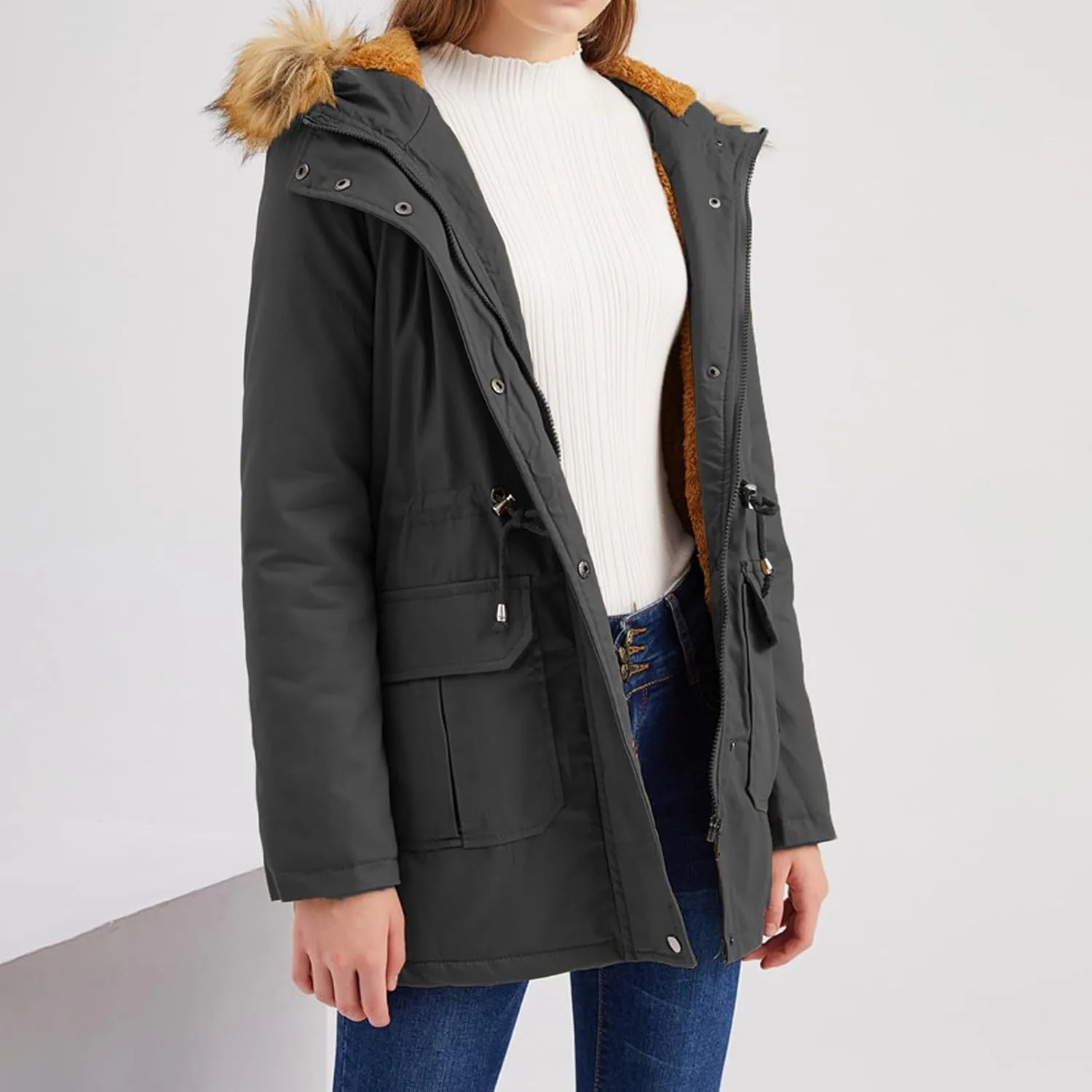 SHAOBGE Puffer Jacket Womens Xnova Womens Winter Parka Jackets Fleece Lined Coats Ladies Padded Thermal Winter