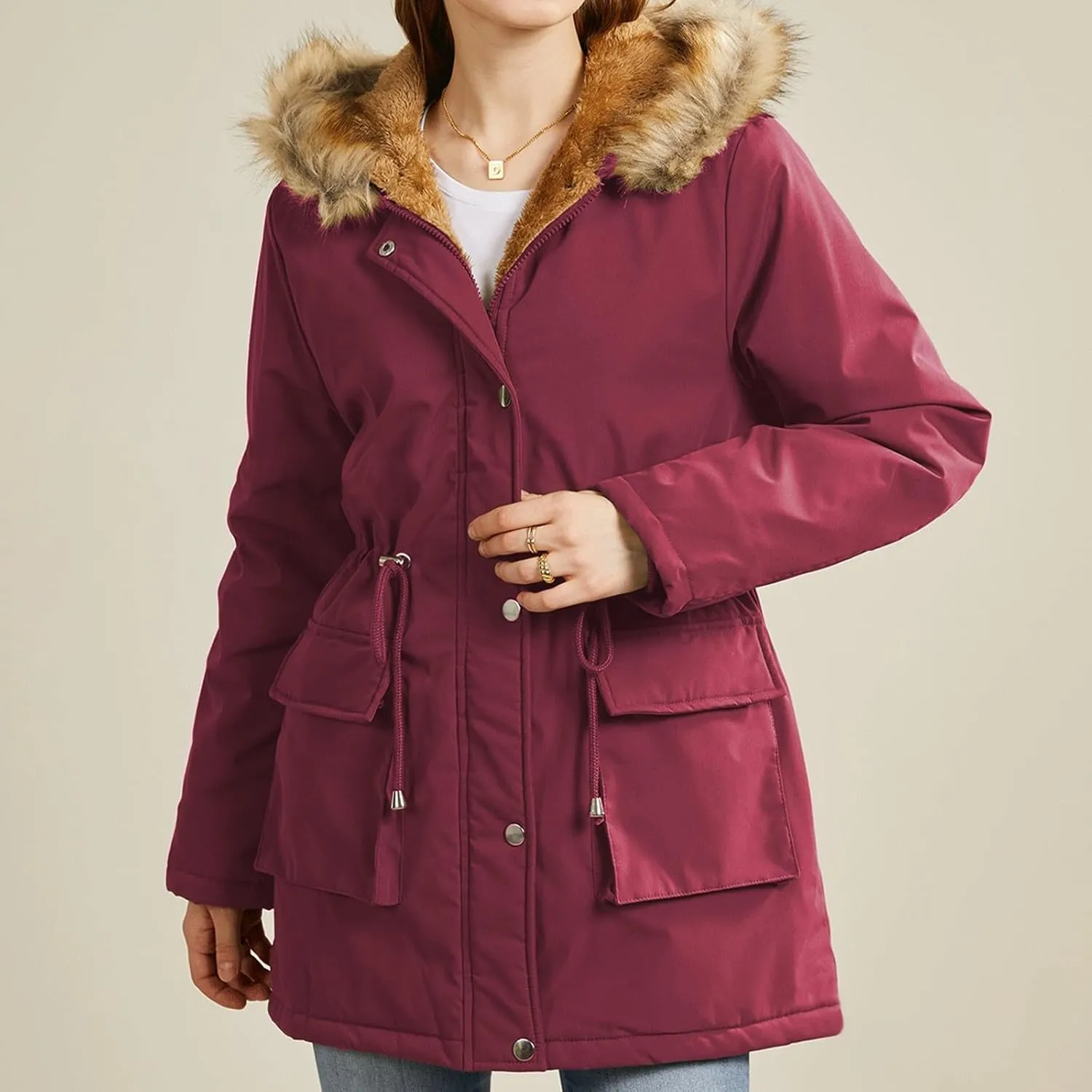 SHAOBGE Puffer Jacket Womens Xnova Womens Winter Parka Jackets Fleece Lined Coats Ladies Padded Thermal Winter