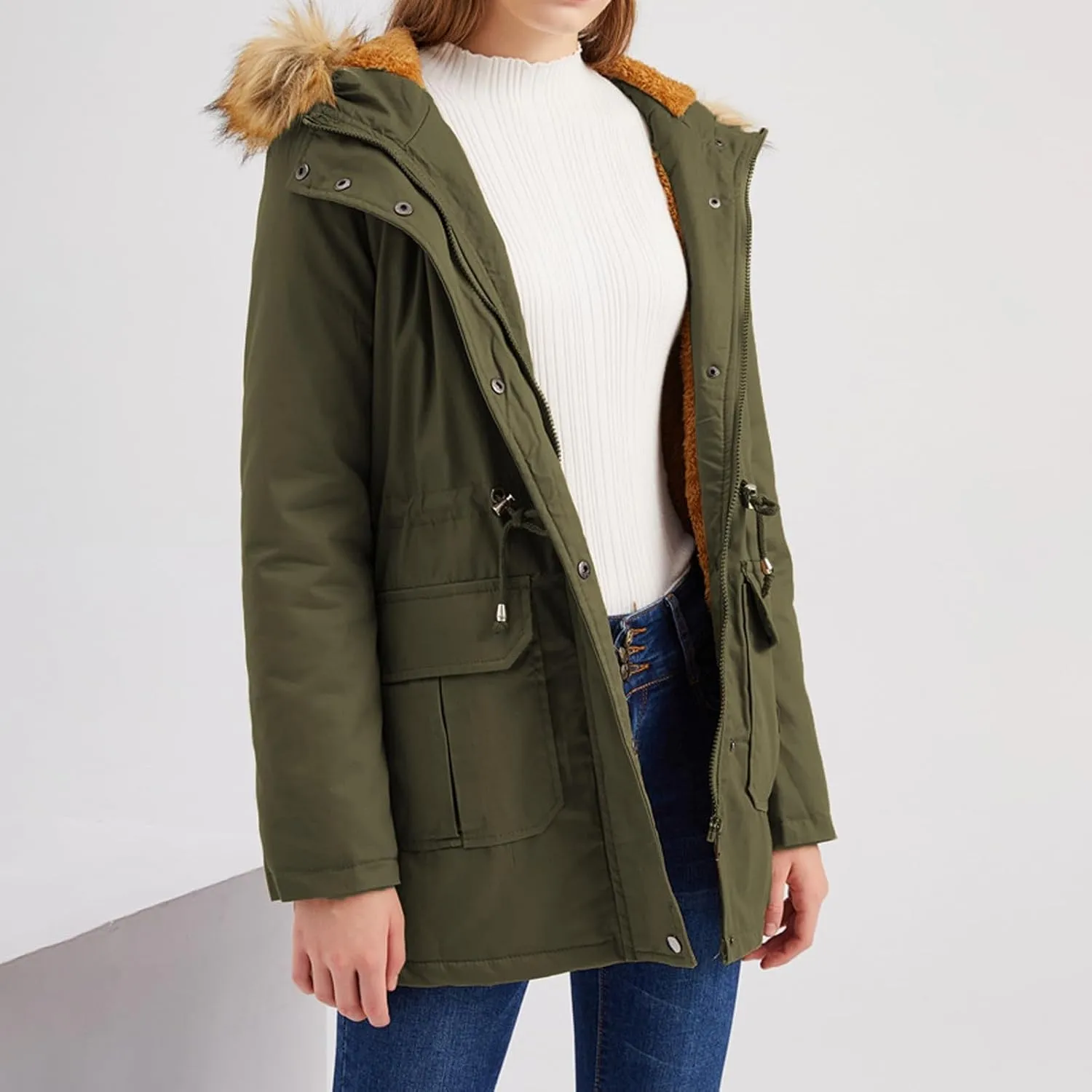 SHAOBGE Puffer Jacket Womens Xnova Womens Winter Parka Jackets Fleece Lined Coats Ladies Padded Thermal Winter