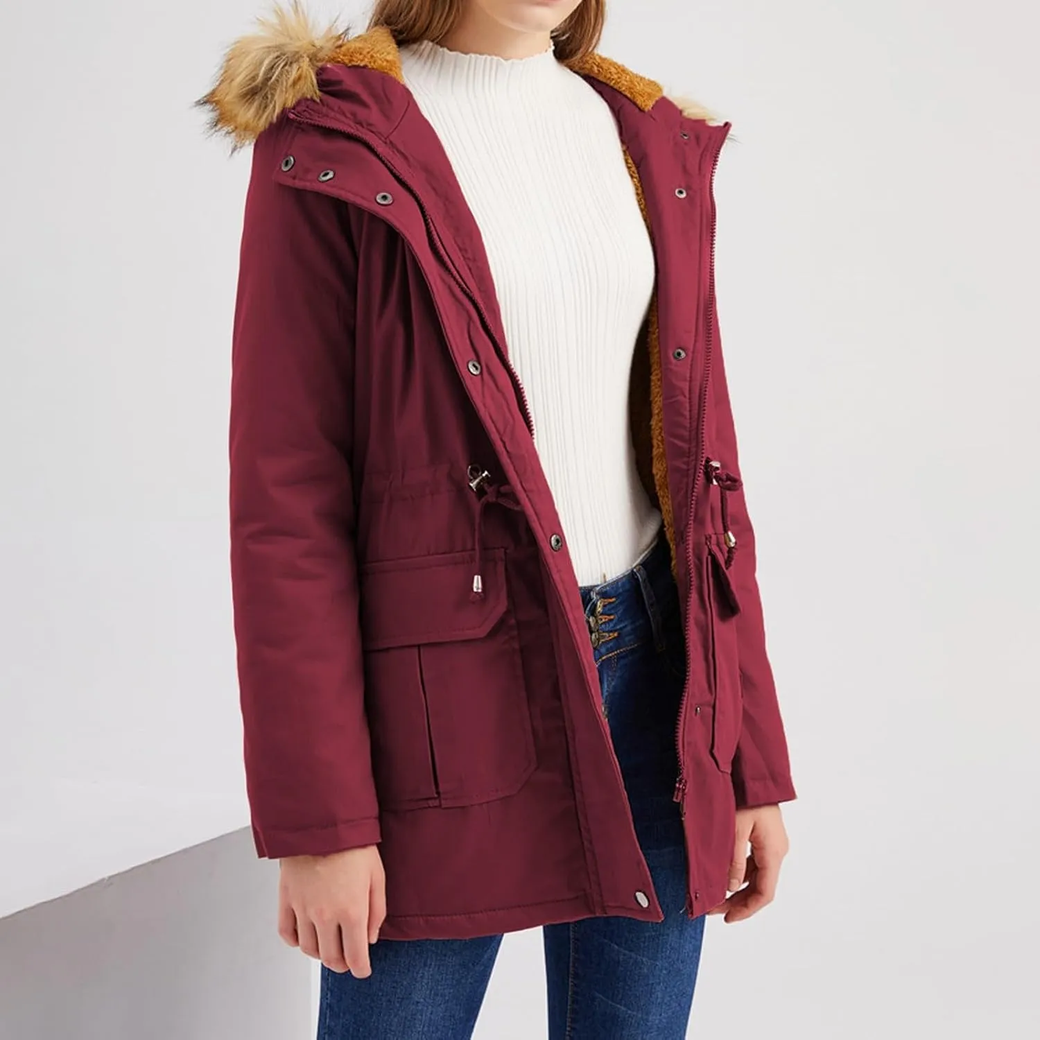 SHAOBGE Puffer Jacket Womens Xnova Womens Winter Parka Jackets Fleece Lined Coats Ladies Padded Thermal Winter