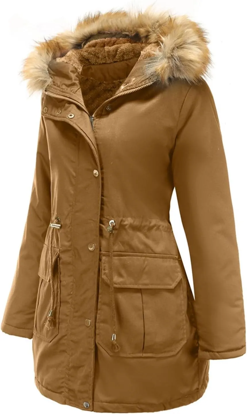 SHAOBGE Puffer Jacket Womens Xnova Womens Winter Parka Jackets Fleece Lined Coats Ladies Padded Thermal Winter