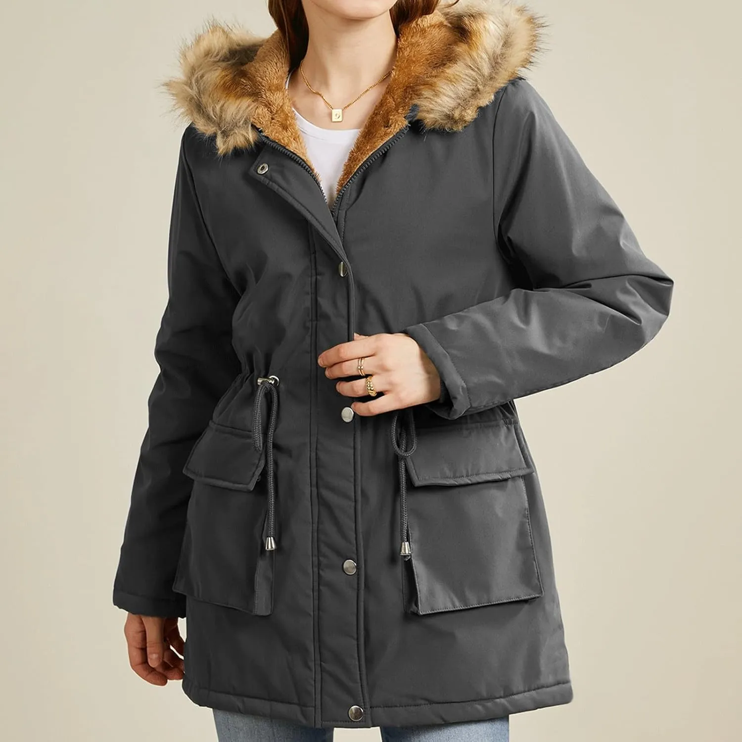SHAOBGE Puffer Jacket Womens Xnova Womens Winter Parka Jackets Fleece Lined Coats Ladies Padded Thermal Winter