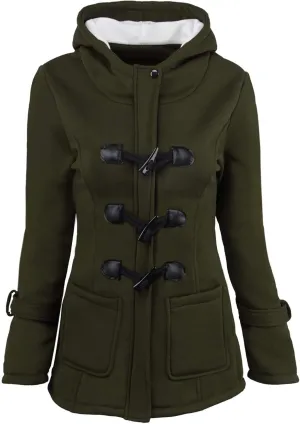 SHAOBGE Womens Winter Coats with Hood Warm Sherpa Lined Parkas Thickened Thermal Jacket Button Zipper Windproof Outerwear