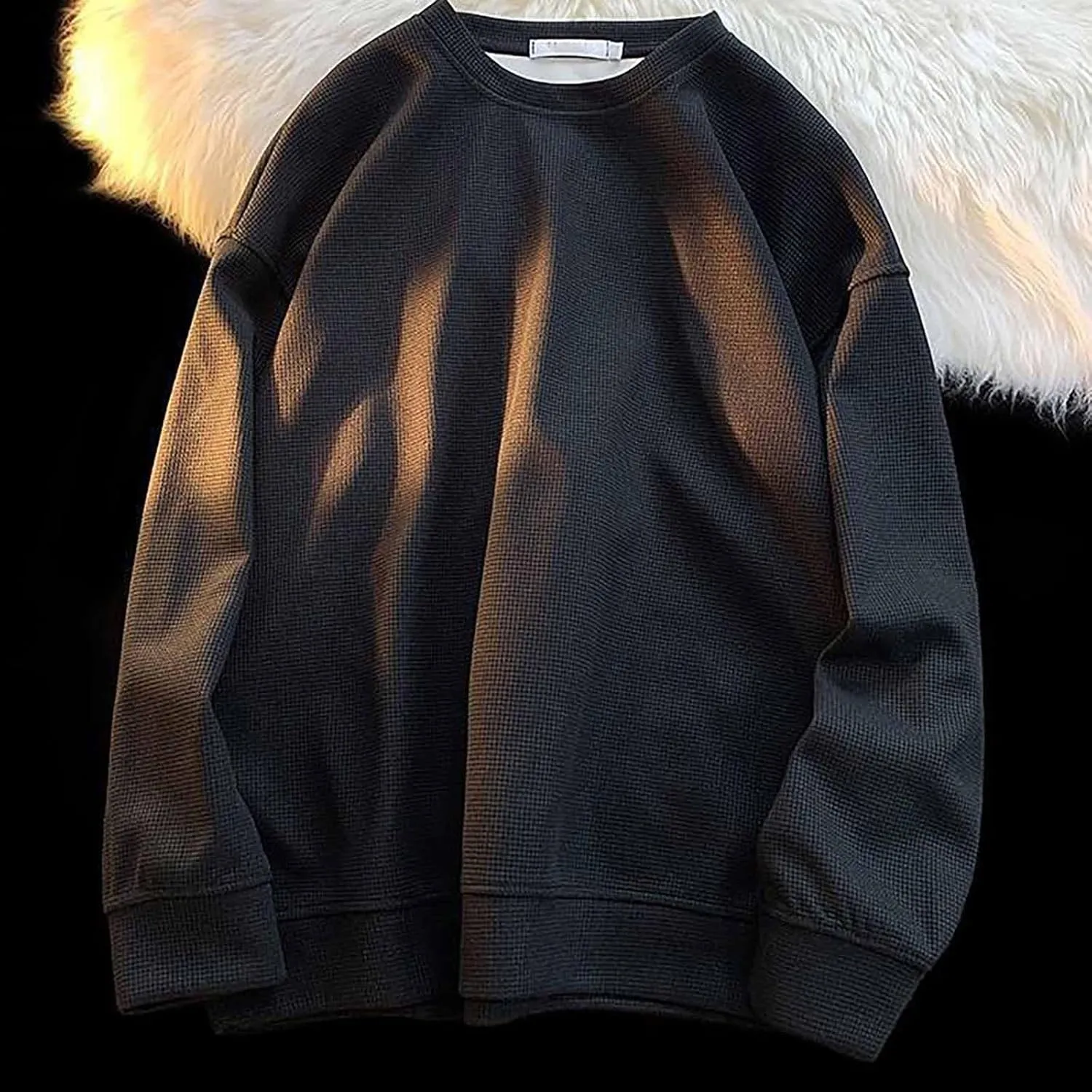 Solid Hoodie Pullover Sweater Men'S Fashion Spring And Autumn Casual Short Sleeved Round Neck Solid Color Thin