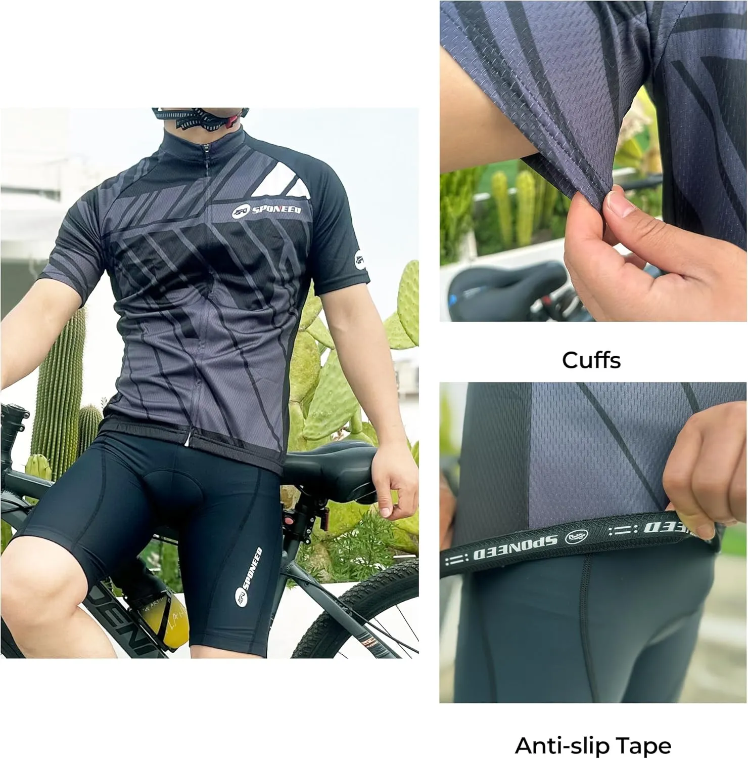sponeed Men's Cycling Jerseys Tops Biking Shirts Short Sleeve Bike Clothing Full Zipper Bicycle Jacket with Pockets